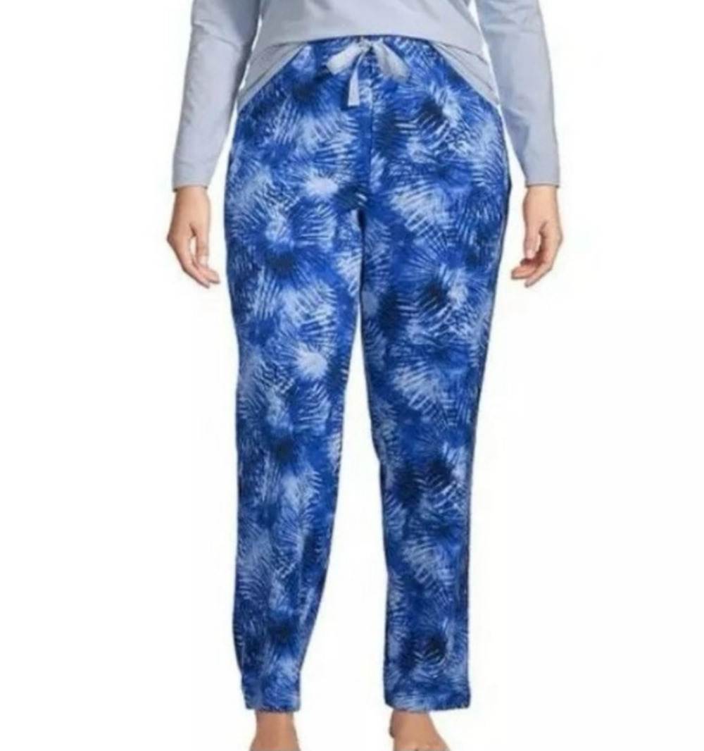 Lands End Pajama Pants Women's XXS Blue Tie Dye Drawstring Waist